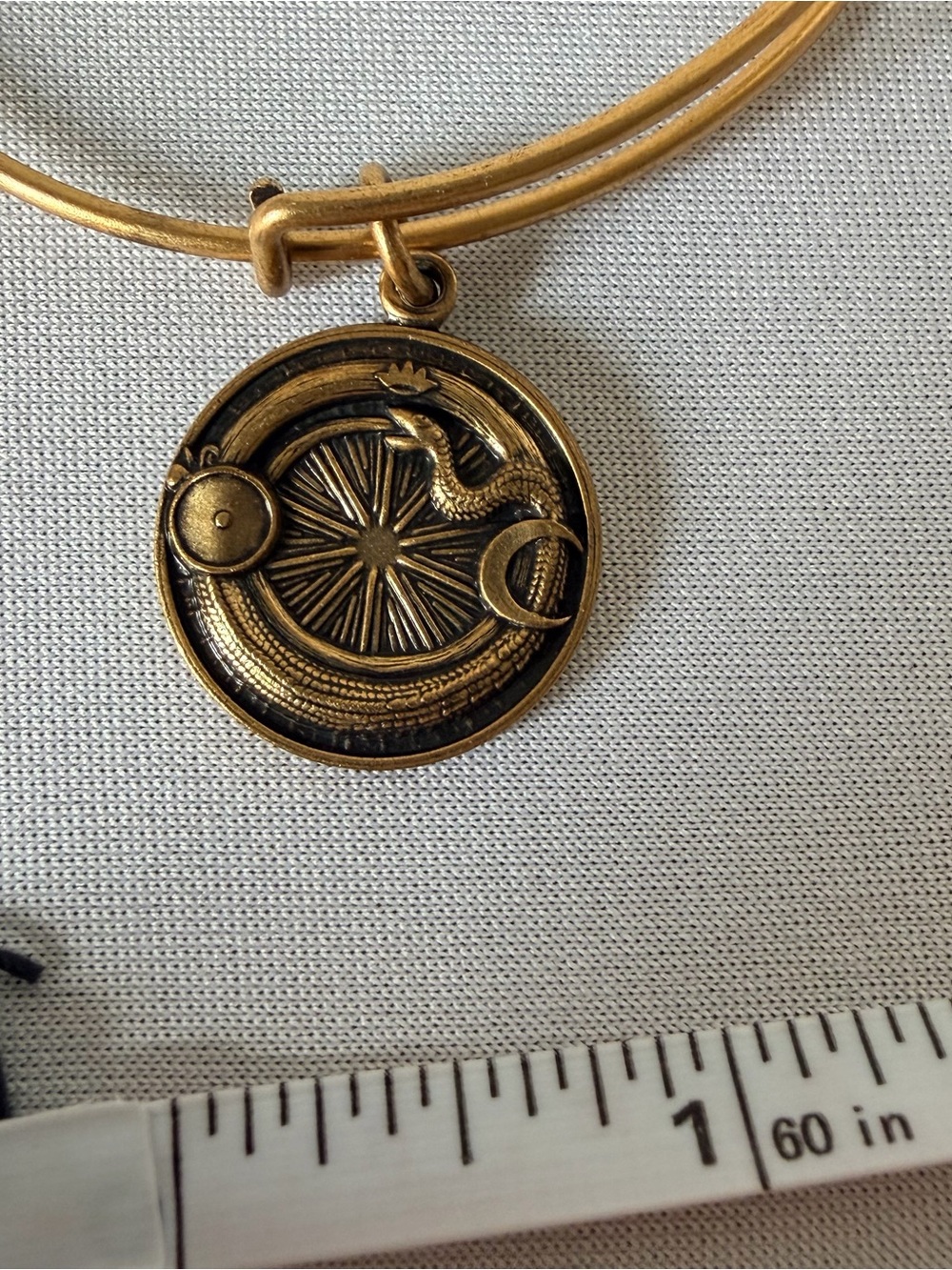 Gold Snake and Wheel Charm Bangle Bracelet - Alex and Ani
